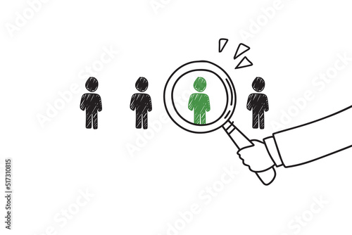  Doodle business concept. Job candidate selection, office interview, employee search. 
