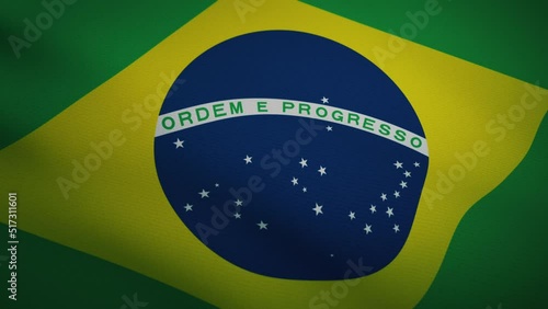 Waving flag of Brazil in slow motion. Seamless loop. Ultra realistic 3D render. [ProRes - UHD 4K]