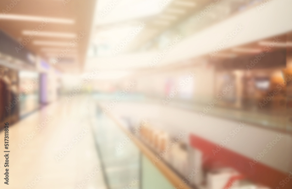 Abstract blur with bokeh and defocused shopping mall in deparment store for background