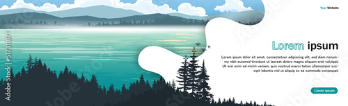 website banner of mountain landscape of poster design landscape background design template Design images, flyers, posters, advertisements, flat designs, presentations.