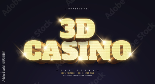 3D Golden Casino Text Style with Pixel Texture Effect