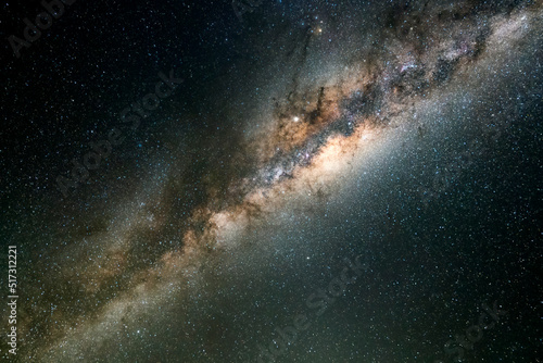 Milky way and Galactic core. Long exposure photograph.
