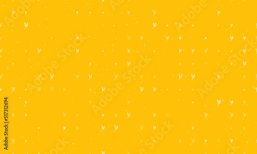 Seamless background pattern of evenly spaced white wheat symbols of different sizes and opacity. Vector illustration on amber background with stars