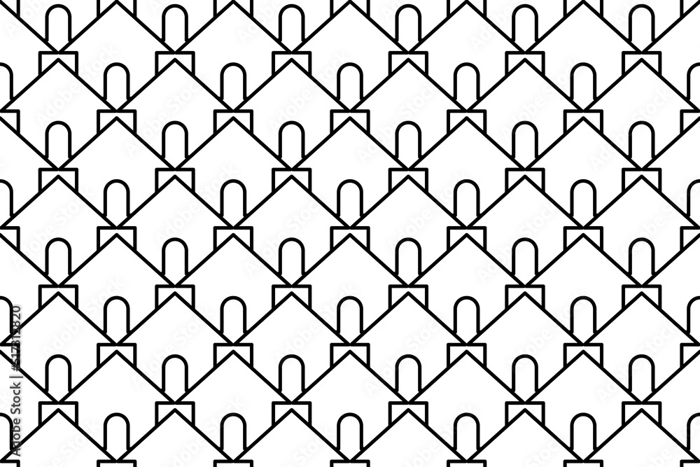 Seamless pattern completely filled with outlines of kennel symbols. Elements are evenly spaced. Vector illustration on white background