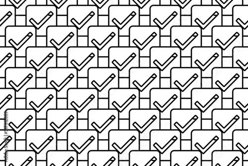 Seamless pattern completely filled with outlines of checkbox symbols. Elements are evenly spaced. Vector illustration on white background