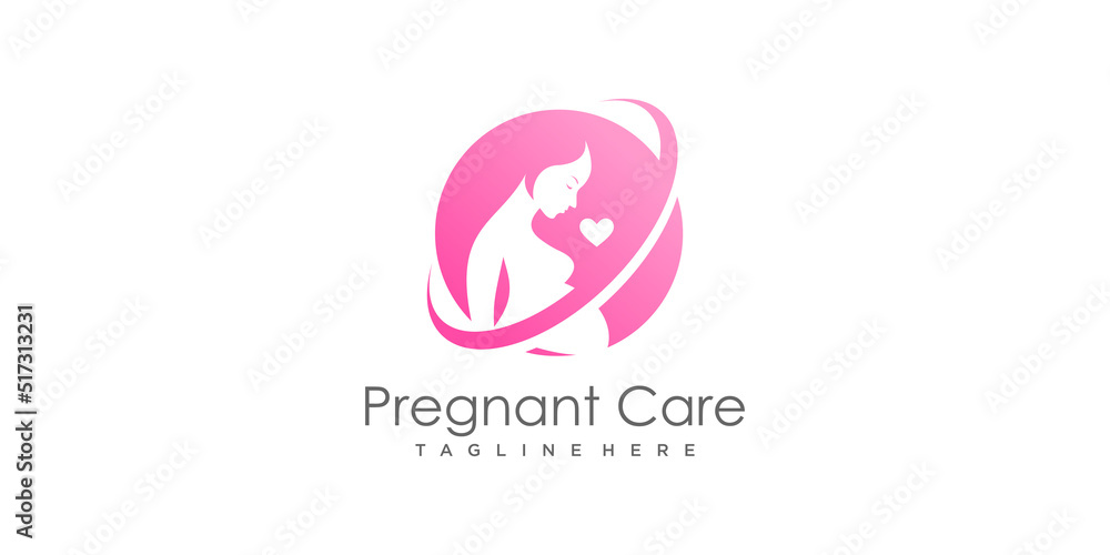 Pregnant logo design with modern unique style Premium Vector