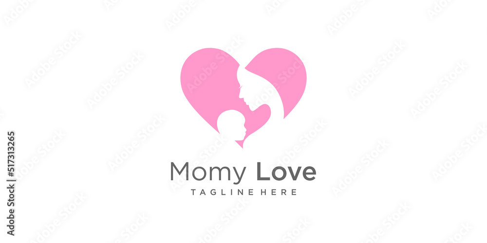 Mom and baby logo design with modern unique style Premium Vector Mom and baby logo design with modern unique style Premium Vector