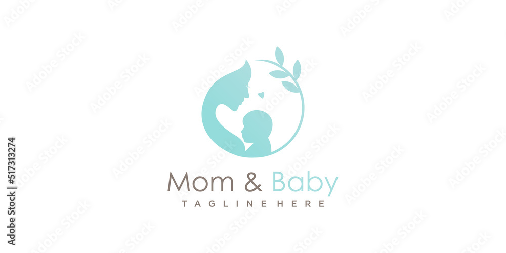 Mom and baby logo design with modern unique style Premium Vector Mom and baby logo design with modern unique style Premium Vector