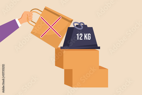 Maximum weight of the box is 12 kilograms. Packaging mark concept. Flat vector illustration isolated.