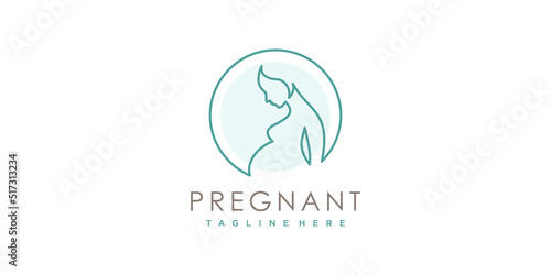 Pregnant logo design with modern unique style Premium Vector