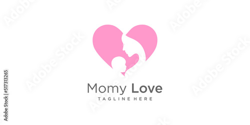 Mom and baby logo design with modern unique style Premium Vector