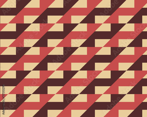 Geometric abstract seamless red color pattern, background