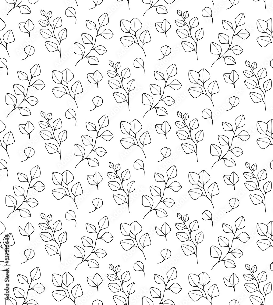 Floral seamless pattern with eucalyptus branches and leaves. Print for fabric, wallpaper, wrapping paper. Floral seamless pattern with eucalyptus branches and leaves. Print for fabric, wallpaper, wrapping paper.