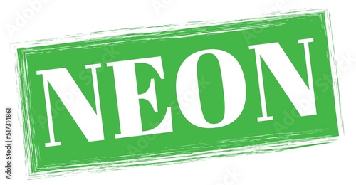 NEON text written on green stamp sign.