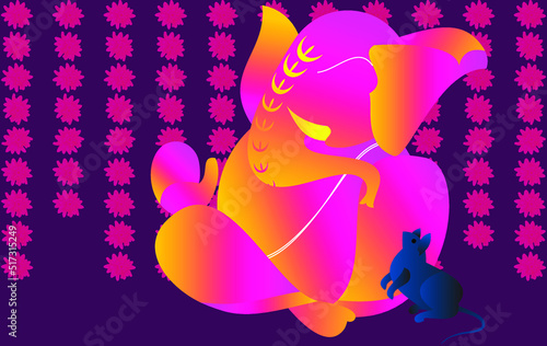 Indian Religious Festival Ganesh Chaturthi Greeting Background Template with Creative Lord Ganesha