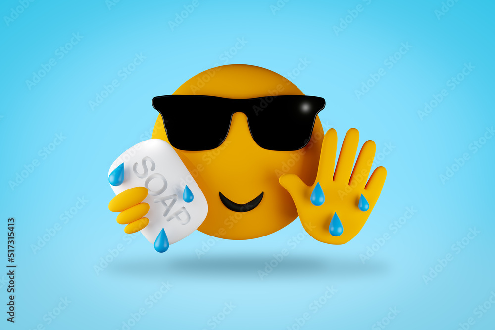 wash your hands cool emoji character washing hands with soap wearing