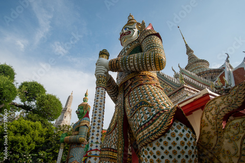 Giants (Yak) front of the church at Wat Arun Bangkok Thailand
