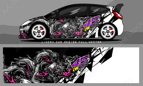 car livery graphic vector. abstract grunge background design for vehicle vinyl wrap and car branding	