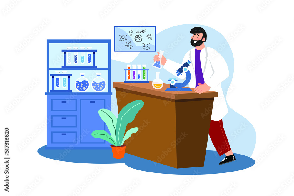 Doctor Doing Laboratory Research Illustration concept Doctor Doing Laboratory Research Illustration concept