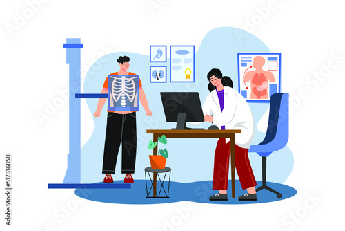 Doctor Examining Patient's X-Ray Illustration concept