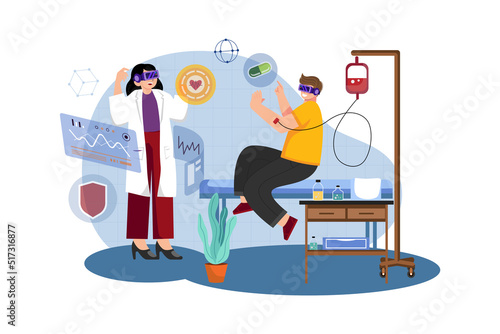 Doctor Treating A Patient Using VR Illustration concept