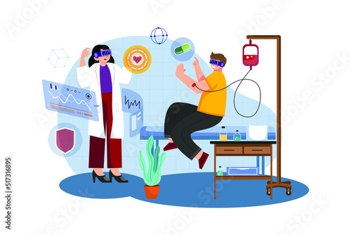 Doctor Treating A Patient Using VR Illustration concept