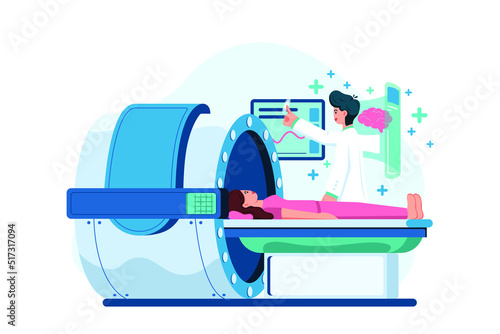 Doctor Checking Patient Health Using MRI Machine
