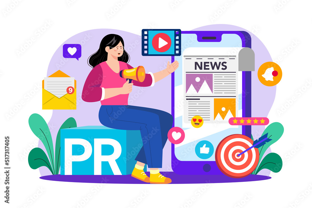 Public Relations Illustration concept. Flat illustration isolated on white background Public Relations Illustration concept. Flat illustration isolated on white background