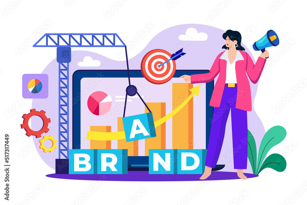 Brand Manager Illustration concept. Flat illustration isolated on white background Brand Manager Illustration concept. Flat illustration isolated on white background