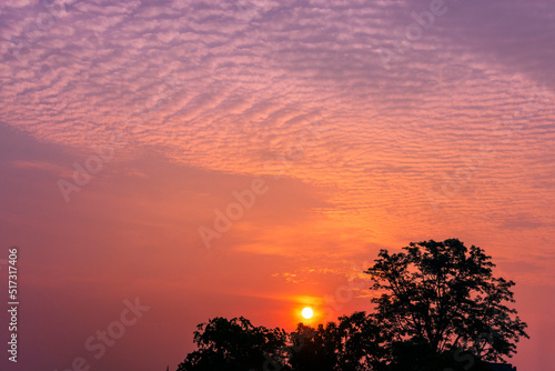 Amazing cloud formation in colourful sky during a monsoon sunrise morning