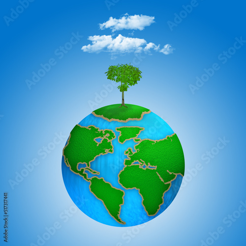 3D small green planet