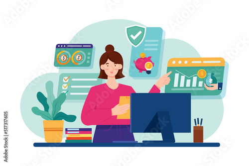 Benefits Manager Illustration concept. Flat illustration isolated on white background