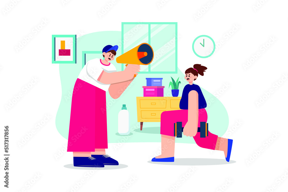 Personal Trainer Illustration concept. Flat illustration isolated on white background