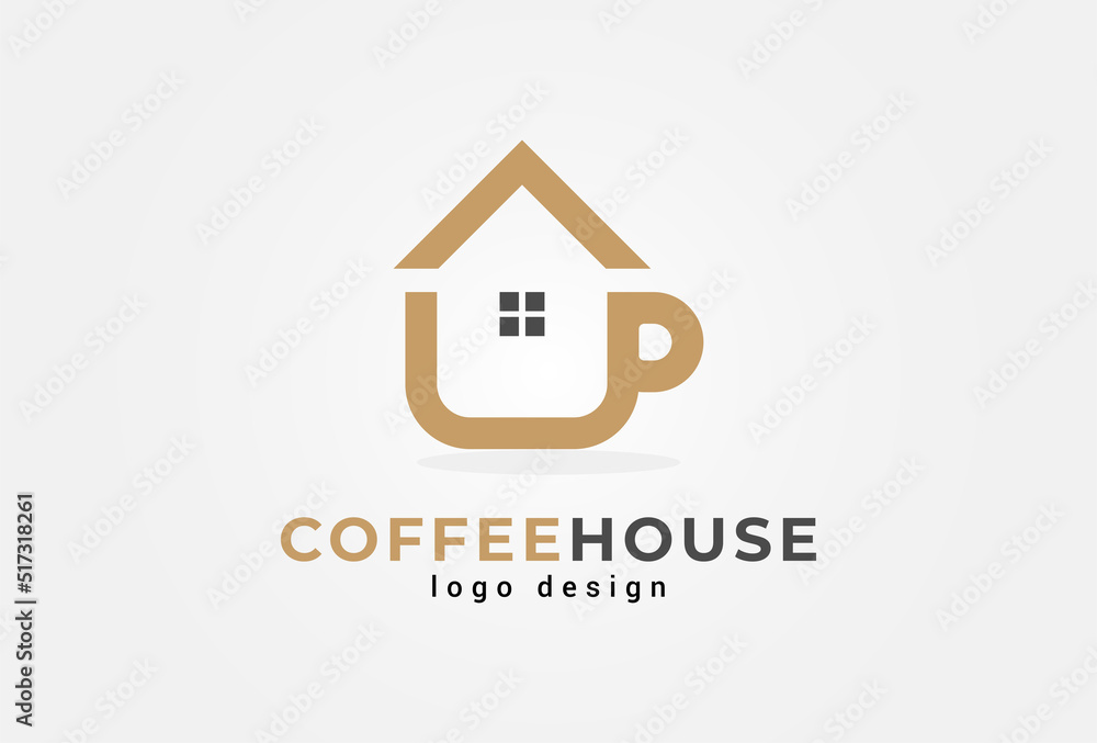 Coffee shop huse Logo, cup and home combination, suitable for Architecture Building apps logo design