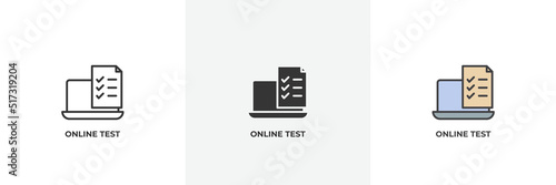 online test icon. Line, solid and filled outline colorful version, outline and filled vector sign. Idea Symbol, logo illustration. Vector graphics