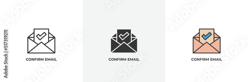 confirm email icon. Line, solid and filled outline colorful version, outline and filled vector sign. Idea Symbol, logo illustration. Vector graphics
