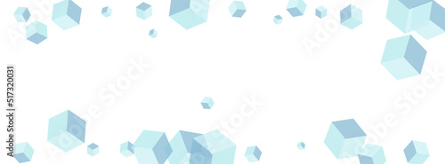 Sky Blue Polygon Background White Vector. Square Poster Card. White Geometric Graphic Template. Scatter Texture. Blue-gray Isometric Box.