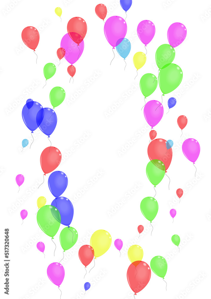 Colorful Confetti Background White Vector. Balloon Light Card. Pink Graphic. Bright Helium. Air Festival Template.