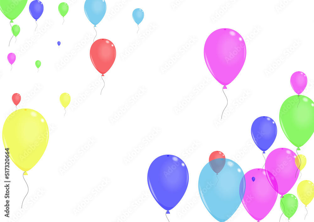 Pink Baloon Background White Vector. Air Light Design. Colorful Jubilee. Green Confetti. Surprise Holiday Template.