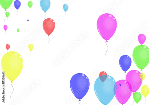 Pink Baloon Background White Vector. Air Light Design. Colorful Jubilee. Green Confetti. Surprise Holiday Template.