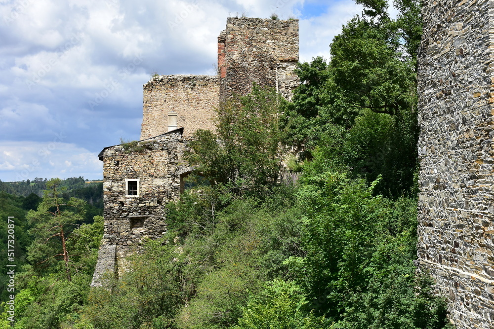 ruins of tower house Cornstejn near village Vranov in Czech republic