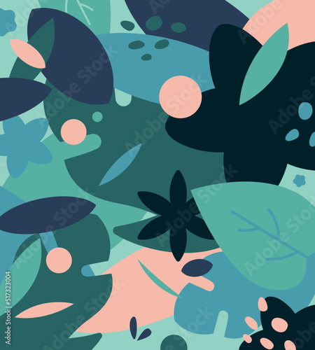 Motif de feuilles de plantes tropicales pour impression papier, tissu. Illustration vectorielle à customiser à vos couleurs