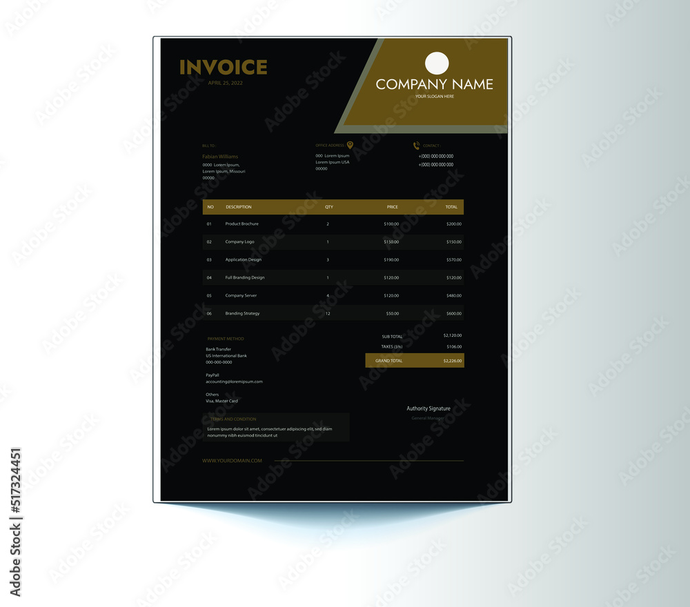 Creative modern invoice vector design Creative modern invoice vector design