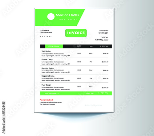 Creative modern invoice vector design