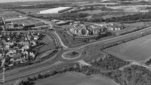 Photography Classic Black and White Aerial High Angle View of England UK