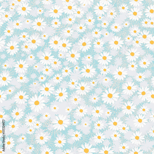 Fényképezés Fashion vector seamless rustic pattern with daisy flowers