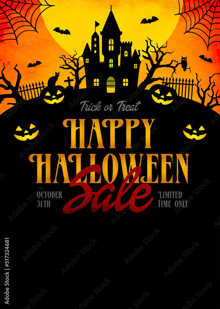 Halloween sale template vector illustration ( with text space )