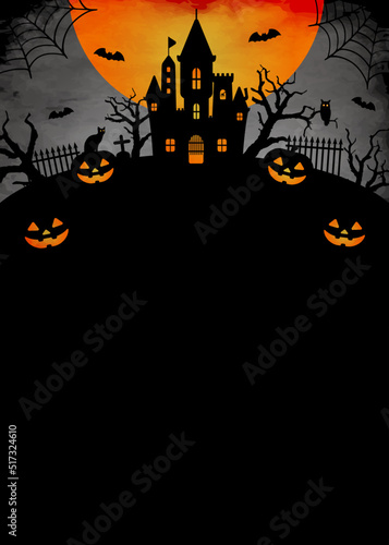 Happy halloween silhouette vector illustration. For poster (flyer) template etc. ( no text )