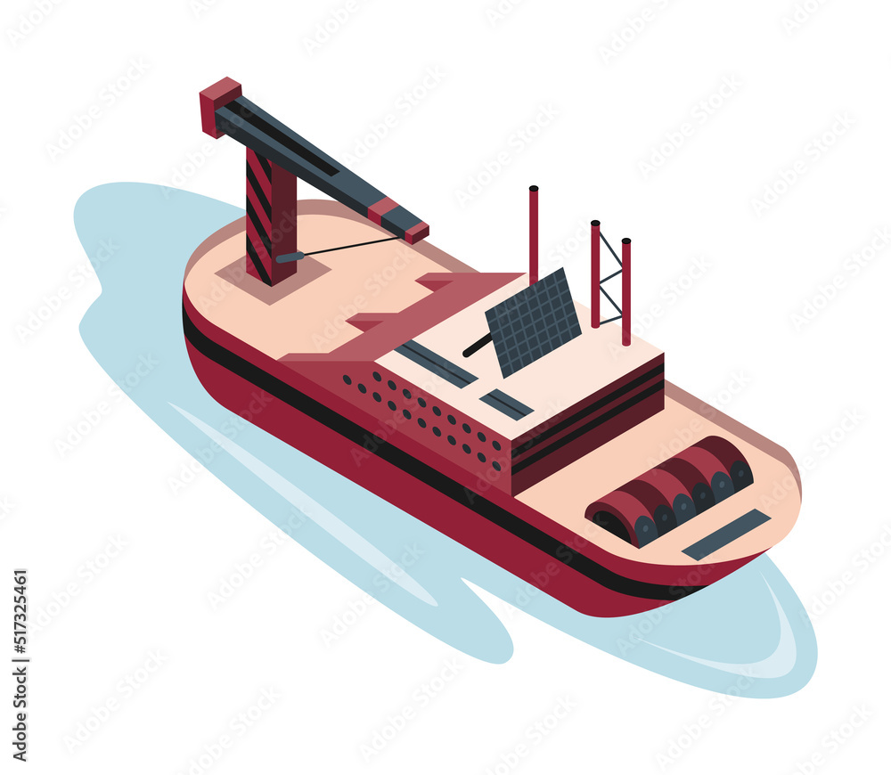 Commercial ship isometric icon. Water transport. 3d sea marine business shipment, shipping freight ocean transportation Commercial ship isometric icon. Water transport. 3d sea marine business shipment, shipping freight ocean transportation