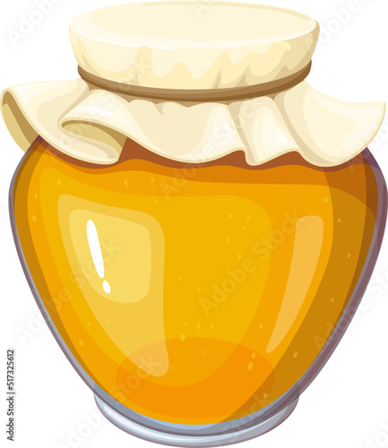 Glass jar with honey, healthy food and natural dessert, isolated pot with fresh nectar